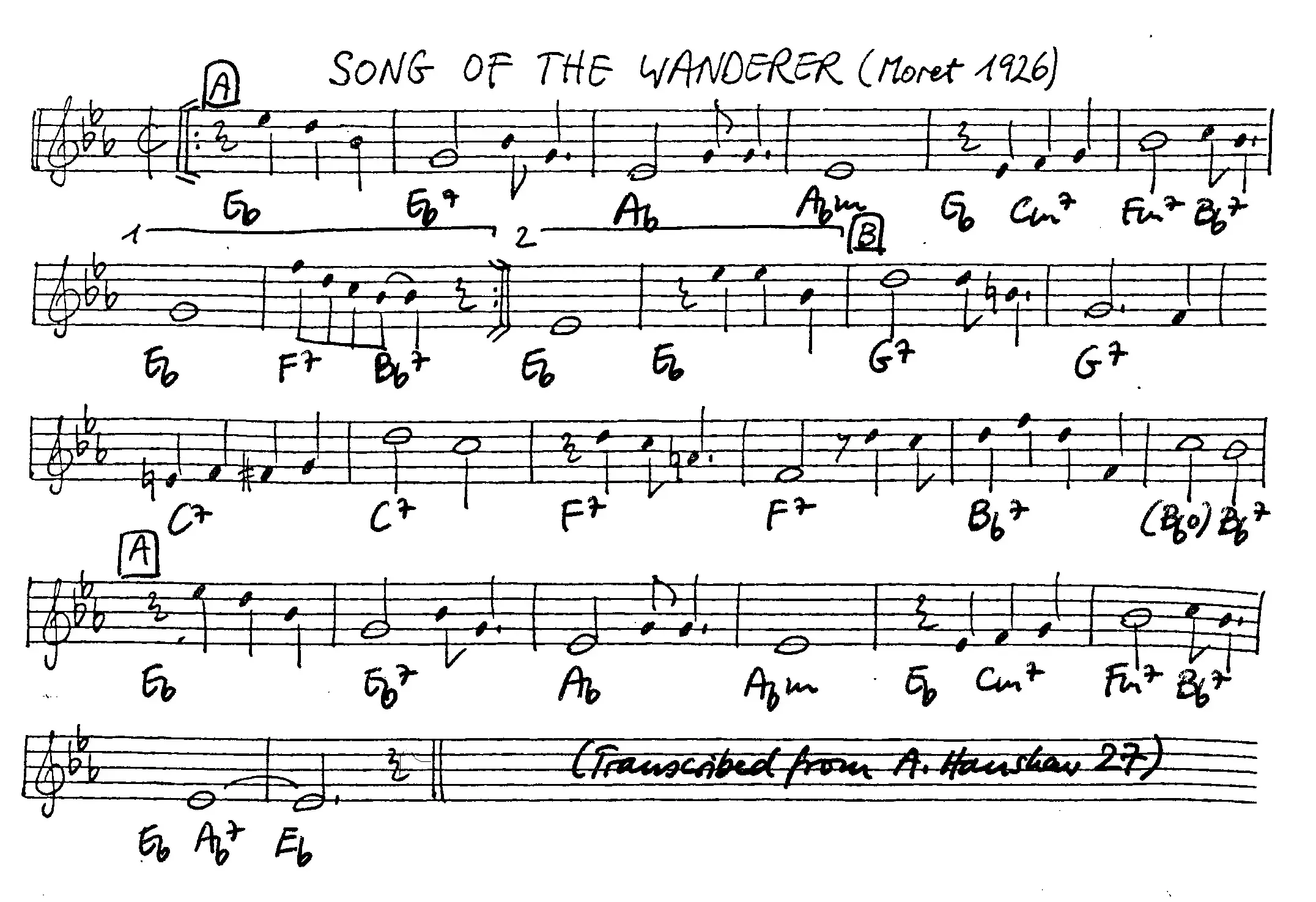 song of the wanderer partition gratuite - Offerte par The Jungle Jazz Band